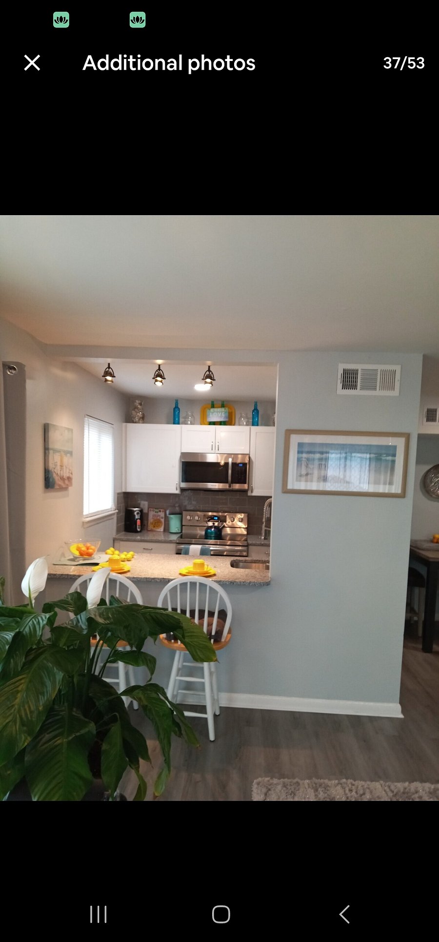 Lively open comes up living kitchen dining area with dedicated workspace.