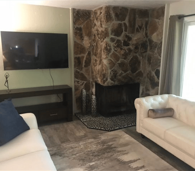 natural rock fireplace