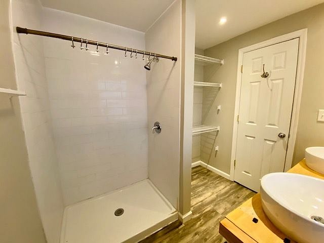 Walk in Shower and Linen Shelves