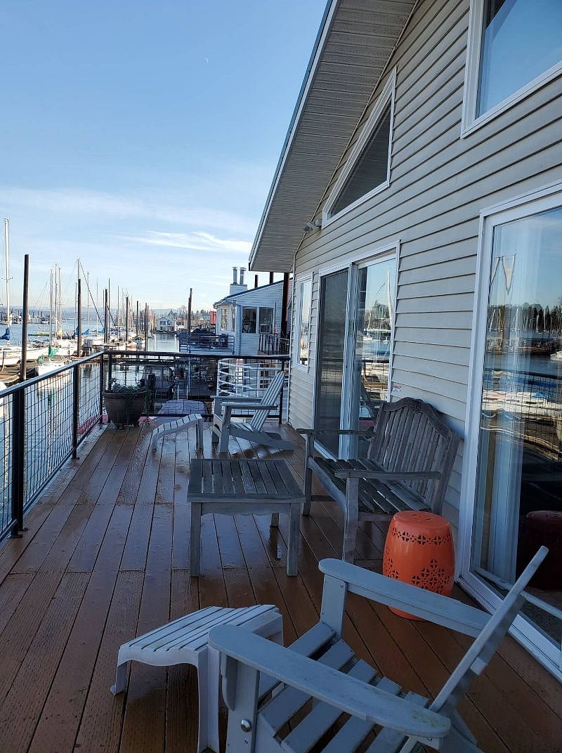 Deck with view of river