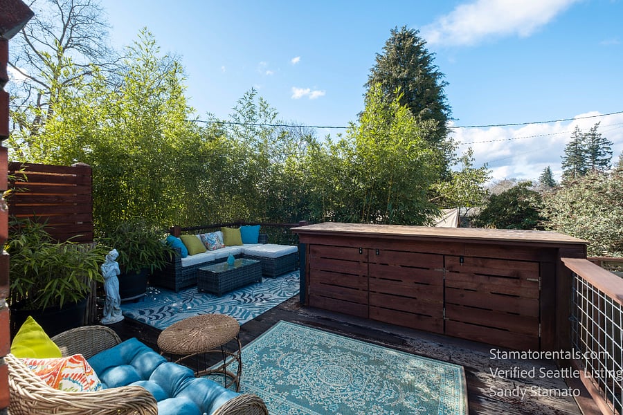 This the view from the living room french doors leading you a little outdoor oasis.