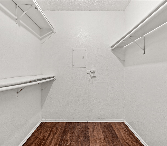 Spacious master closet to get settled in.