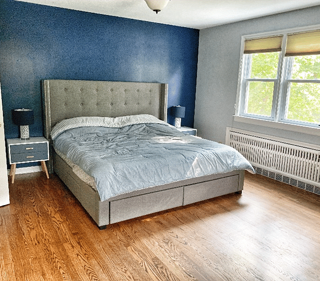 Master bedroom with a king bed; memory foam mattress