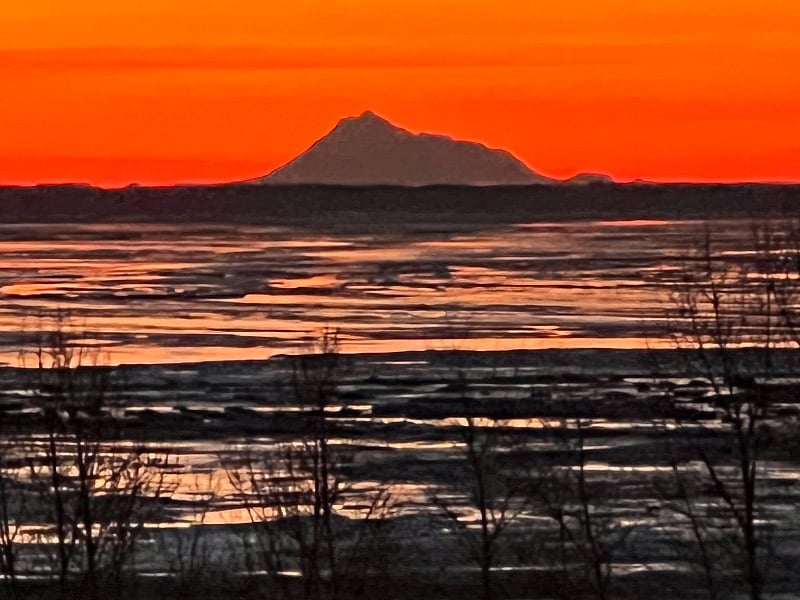 Sunset view of Mt Redoubt