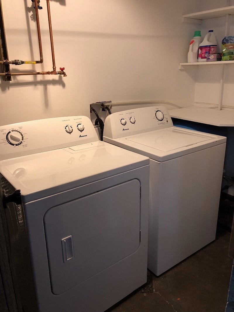 Full size w/d right outside the apartment front door. The laundry room is the only shared space.