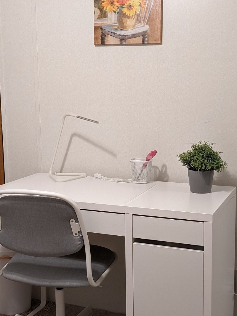 Desk in twin bedroom