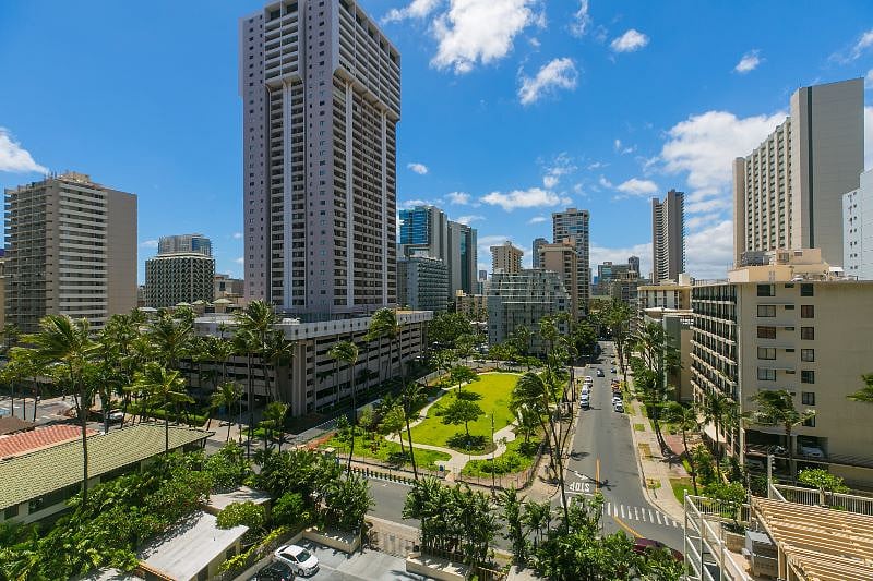 Unit overlooks park and city views.