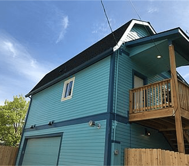 Garage is detached from main house and entrance to the apartment is to the side of the property allowing privacy.