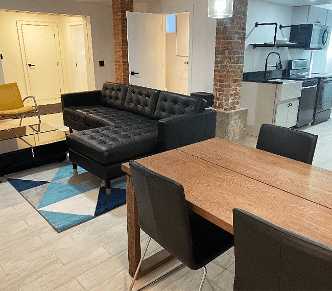 living space + dining + kitchen: open concept