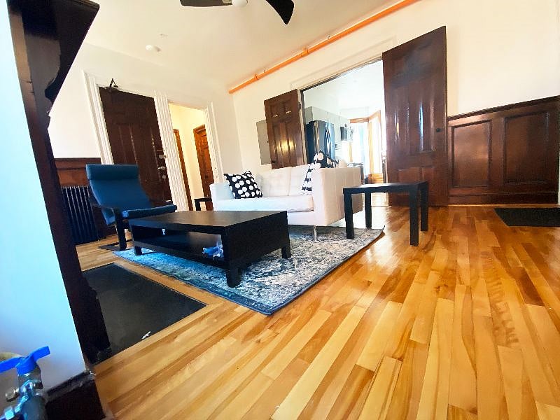 Living room with privacy french doors