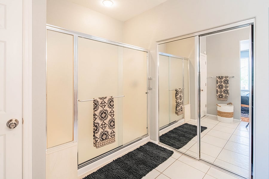 Large shower in the ensuite bathroom.