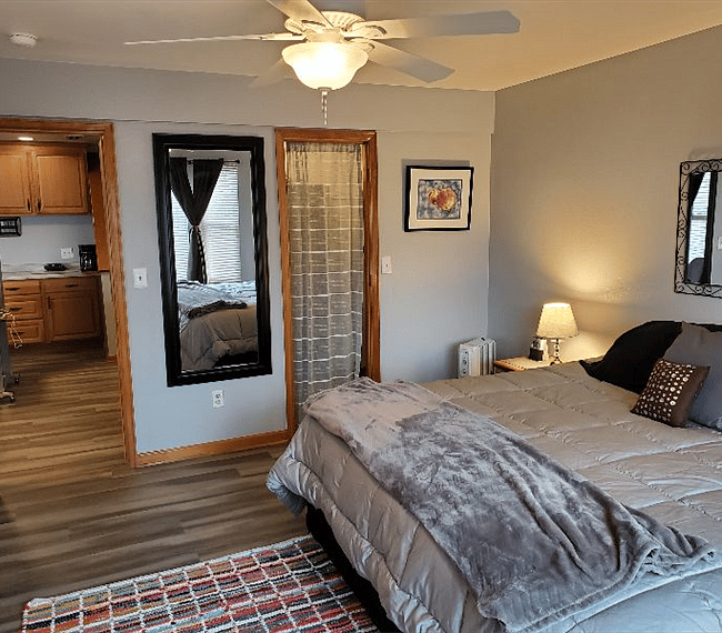 Bedroom with walk in closet.