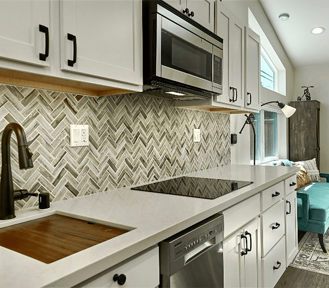 Designer sink and built-in dishwasher