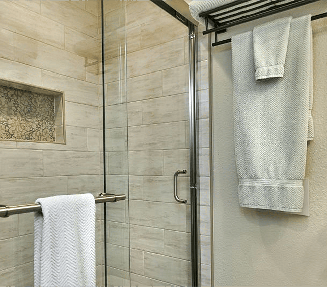 Custom tiled spacious shower