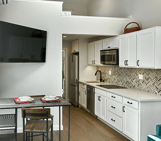 Lots of kitchen storage and upper loft for extra storage