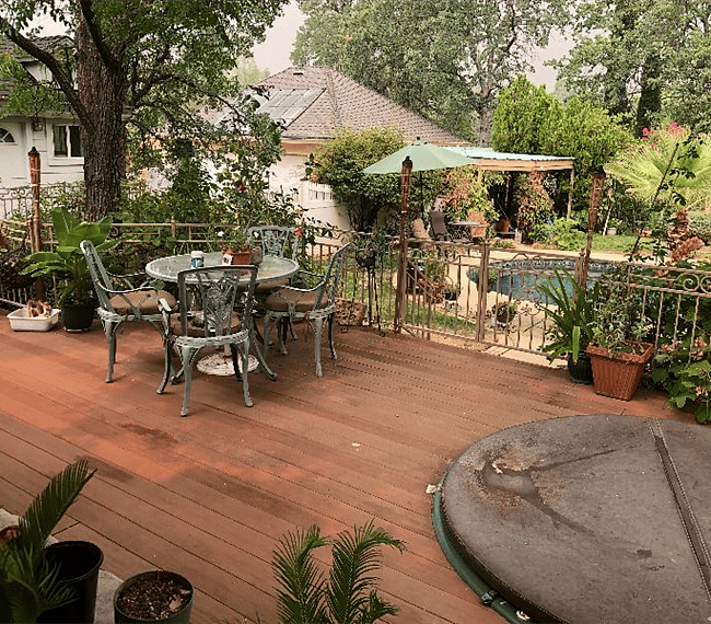 Deck and pool.