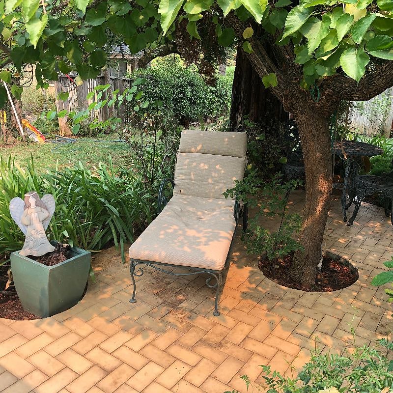 Patio by the koi pond.