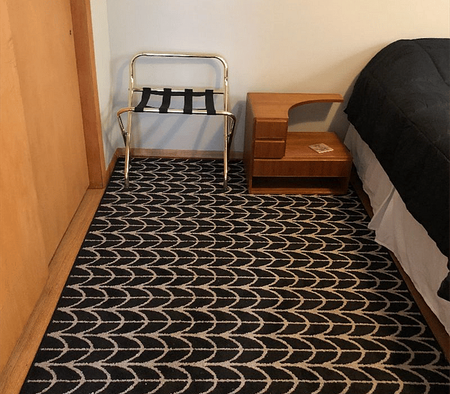 Vintage Mid-Century Modern nightstands, luggage rack, and extra large closet with hangers to help you unpack and feel right at home