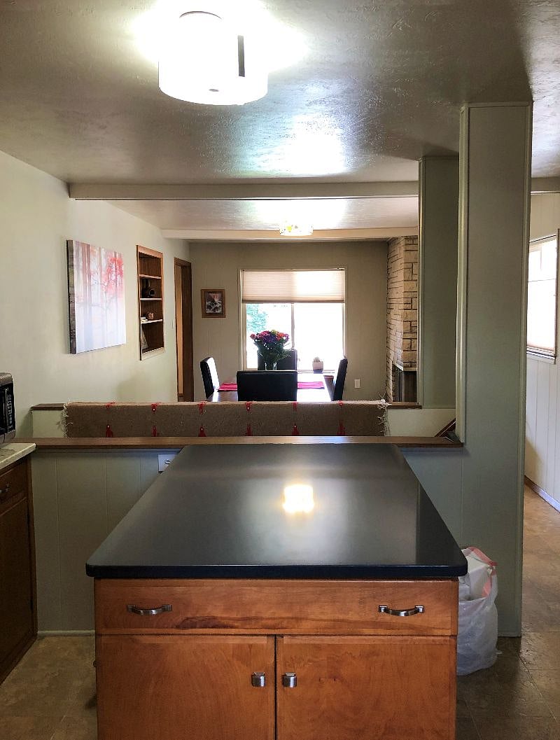 View out to the dining area from the kitchen