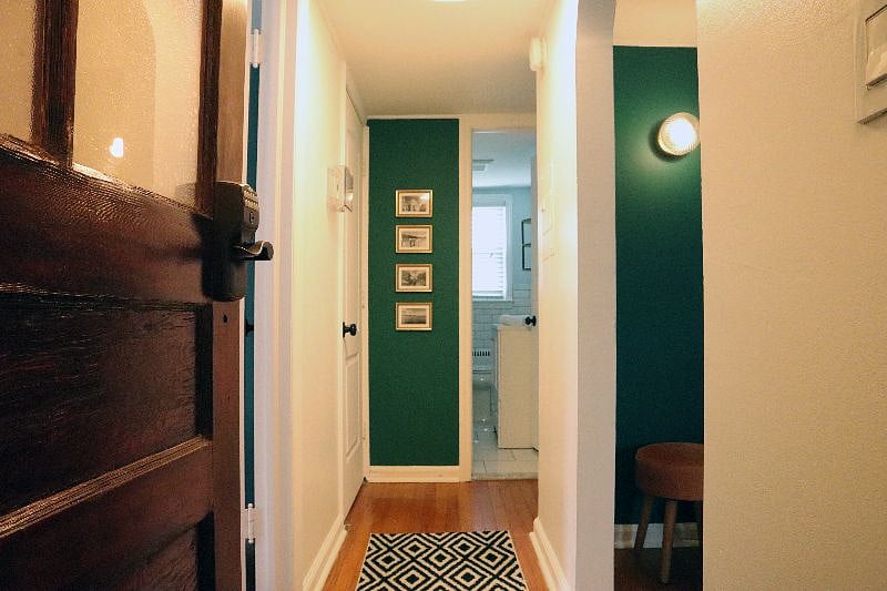 Entrance into apartment with keypad.