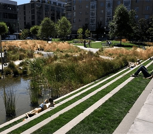 Like a quiet place outdoors? Just a block away is Tanner Springs Park featuring a number of ways to experience nature. Follow the meandering cobblestone path, see what's in the water, or just sit back and take it all in.