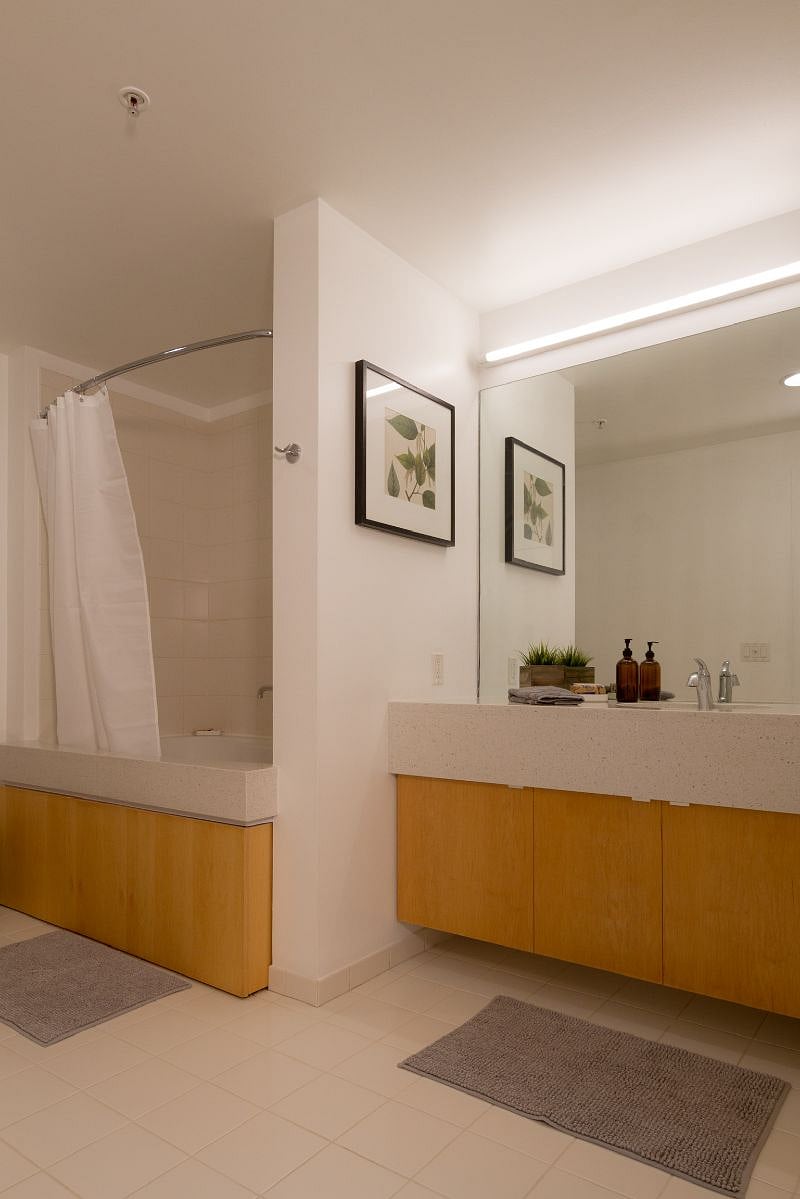 You'll find it hard not to enjoy the spacious bathroom. Cleanliness in next to godliness, so take a long soothing bath in the deep soaking tub,  or just a quick shower.