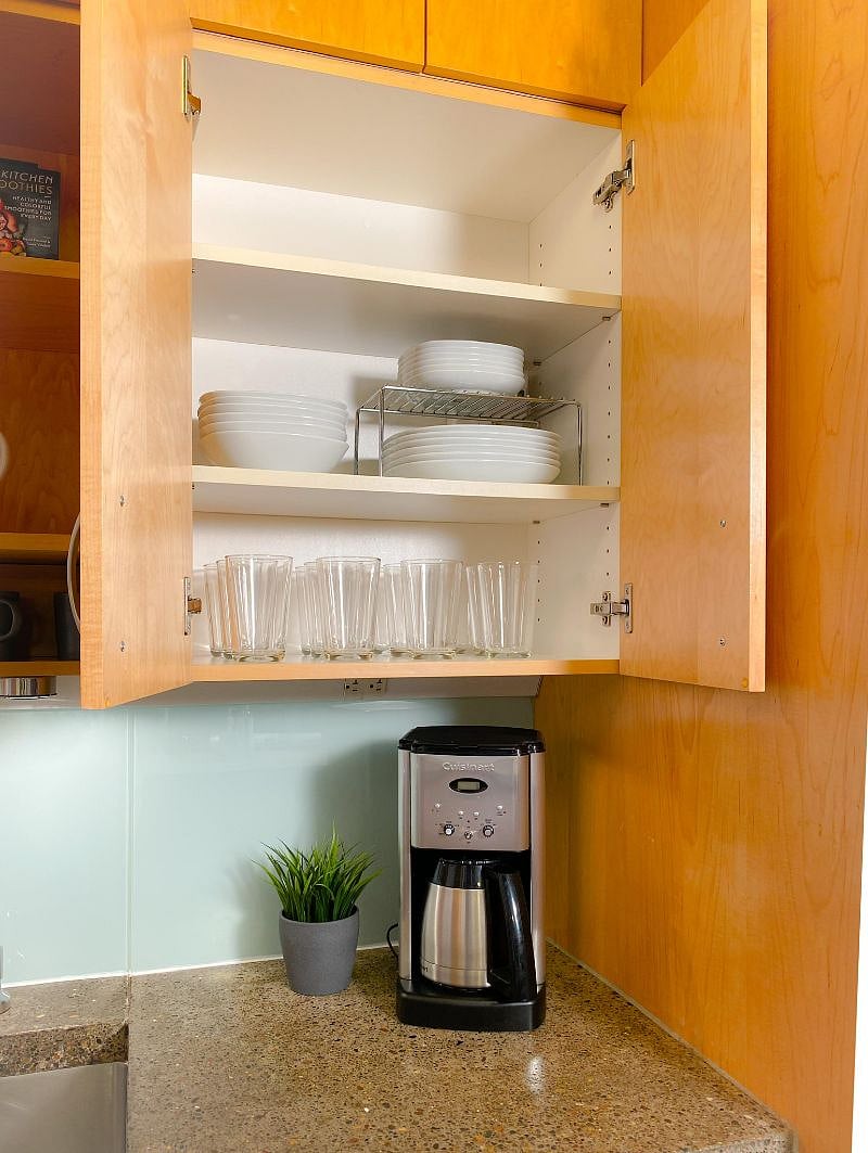 Dishware, flatware, drinking glasses are provided.