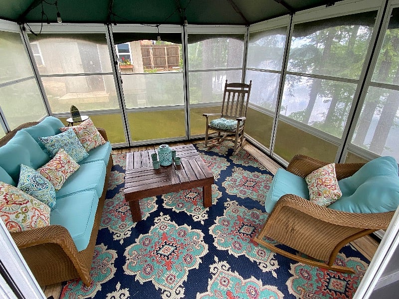 Beautiful, screened in porch off of the upper deck for cooler nights.