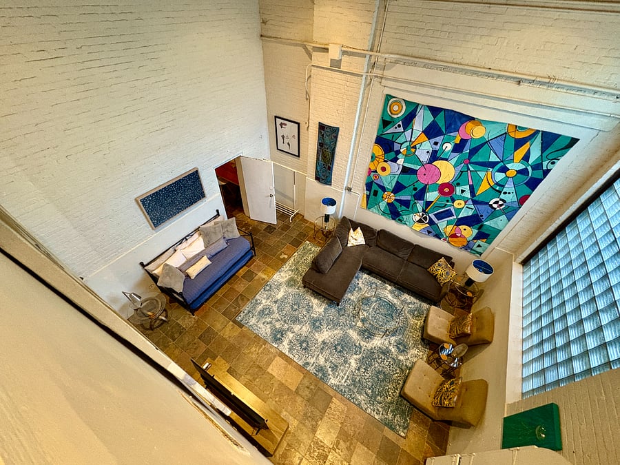 Living Room with 30 foot ceilings