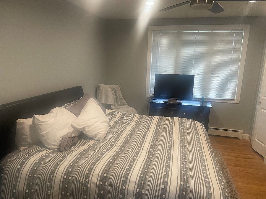 King bed/main level of house with private bathroom