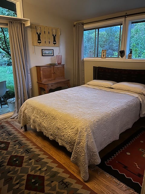 Bedroom 2 With French Doors that open to backyard deck