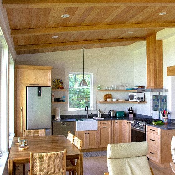 The kitchen is compact, but fully equipped.