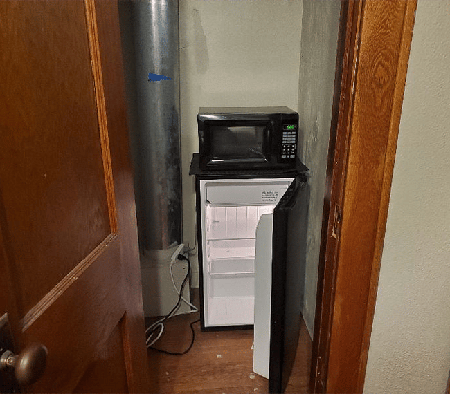 A private microwave and fridge in the closet. You can use ours too!
