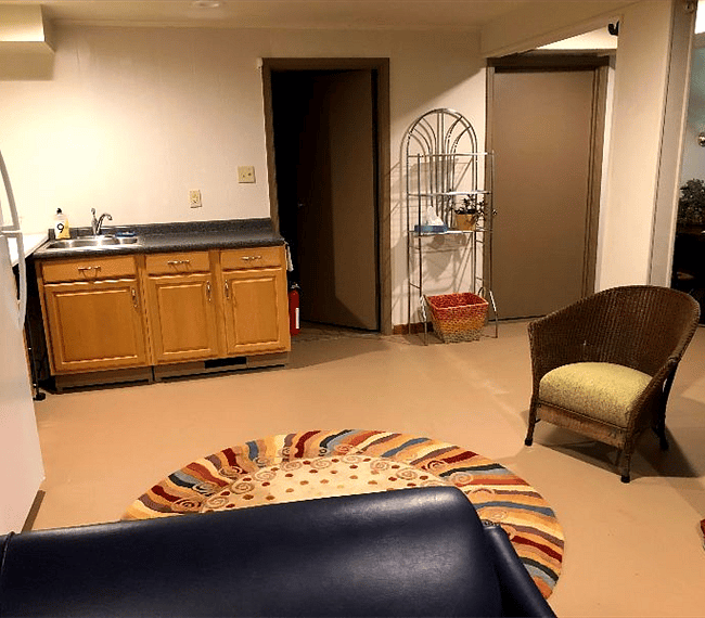 View from LR area toward kitchen, bath & DR