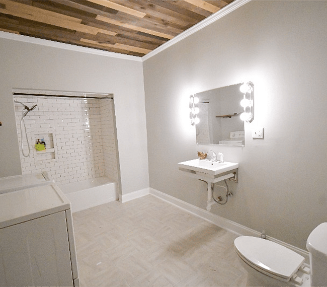 Full size washer and dryer in bathroom