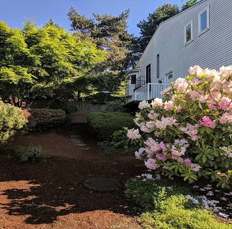 Lighted path from driveway to front door