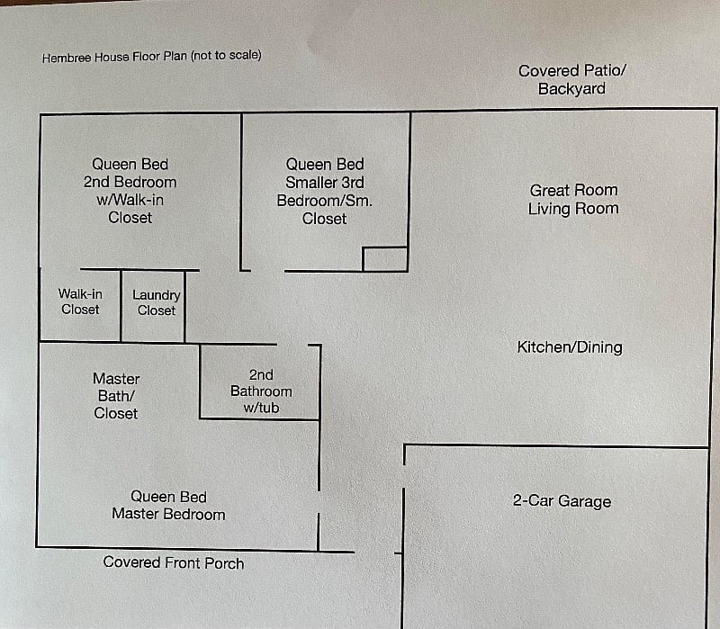 Approximate floor plan. Not to scale.
1230 sf