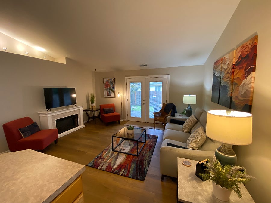 Open Living/Kitchen - French doors out to covered patio