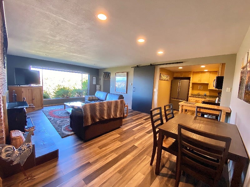 Living, dining, kitchen