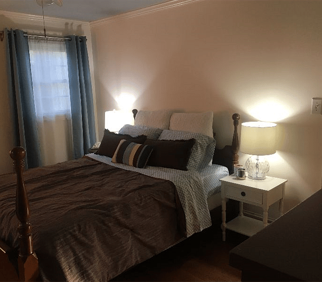 Master bedroom with attached bathroom