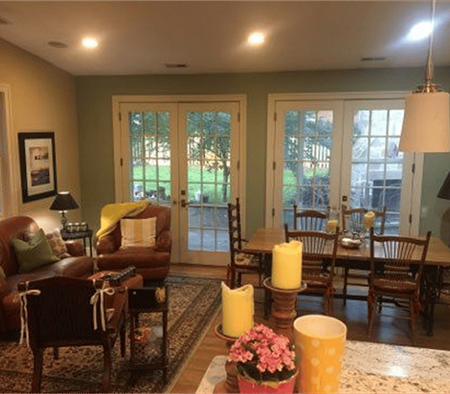 Living and dining areas