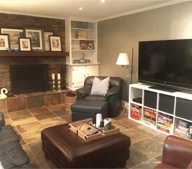 Family room with fireplace