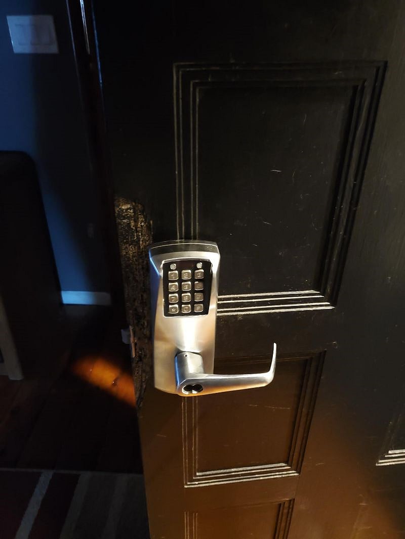 All door have smart lock that you get to choose your own access code so no keys
