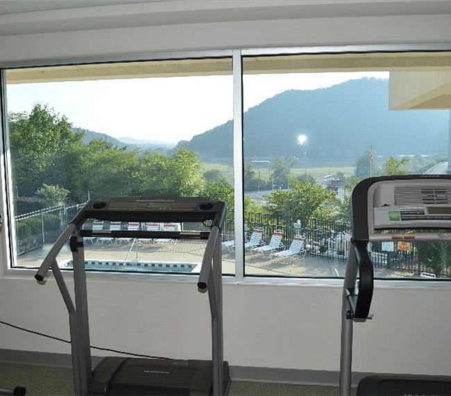 Overlook the pool and mountains while you run for miles!