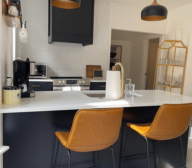 Kitchen bar provides a nice spot to set up a work area.