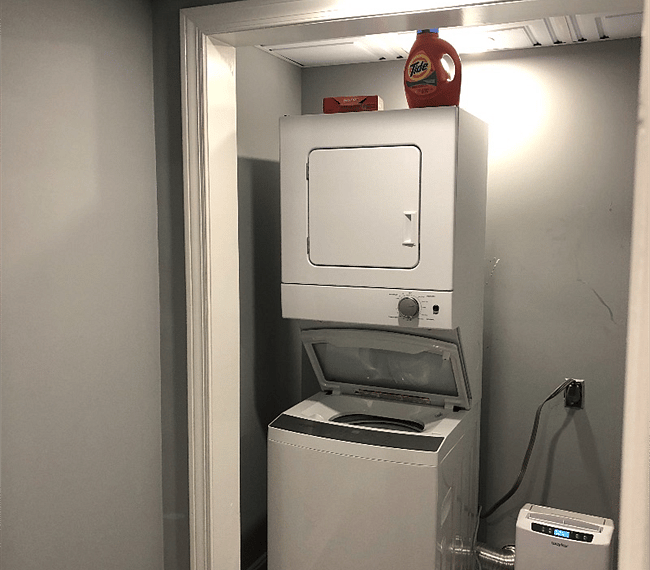 Washer and dryer in unit.
