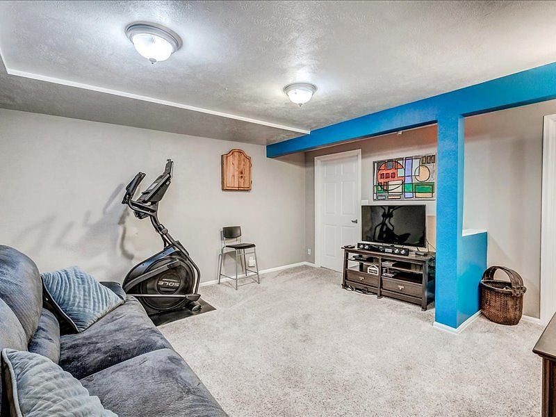 Finished shared family room in basement