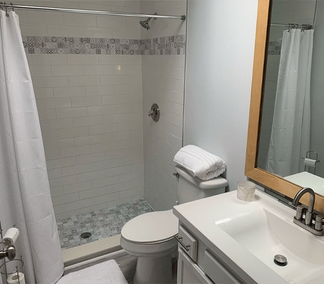 Get ready for work or a night out in the master bath.