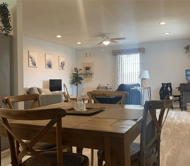 The dining table where meals are shared with loved ones.