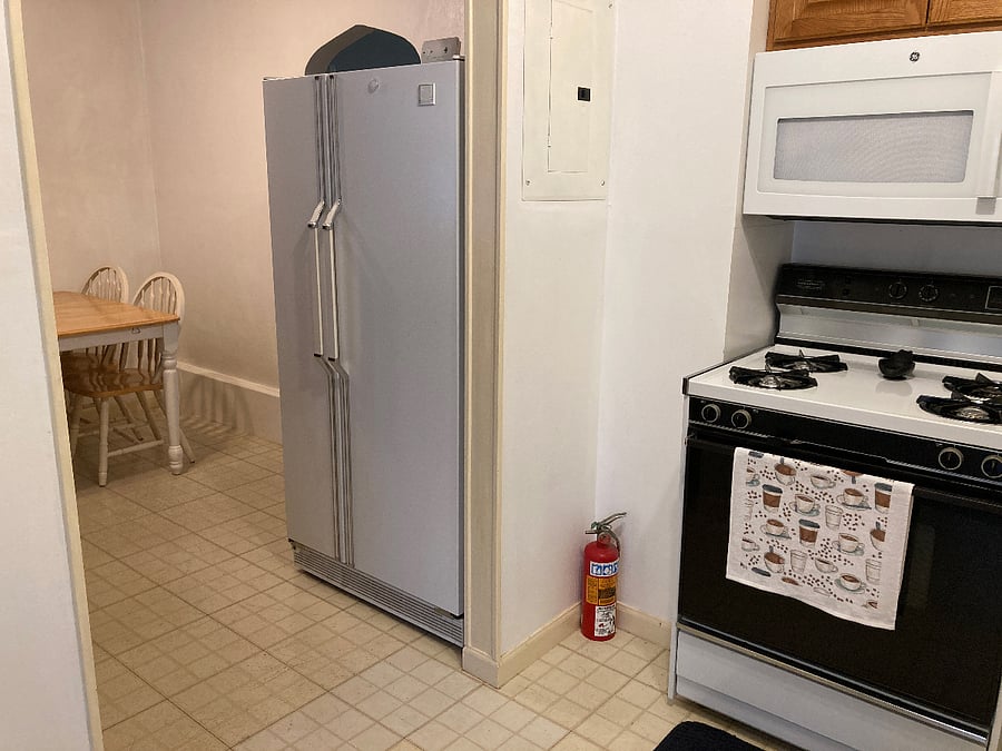 Appliances and dining area